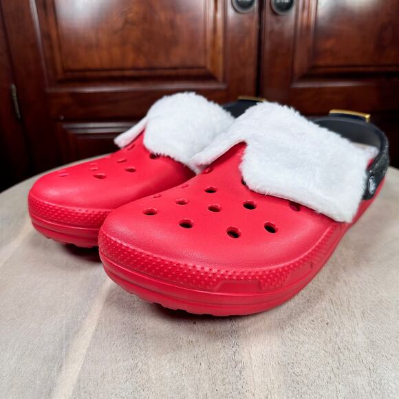 Crocs Classic Lined Santa Christmas Clogs Men’s Size 11 Red White Holiday NEW - Picture 3 of 15